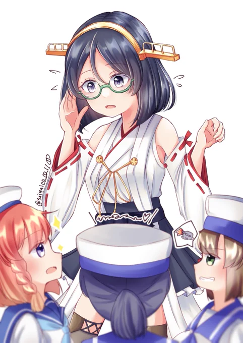 霧島さんと憧れの眼差しを送っている海防艦達