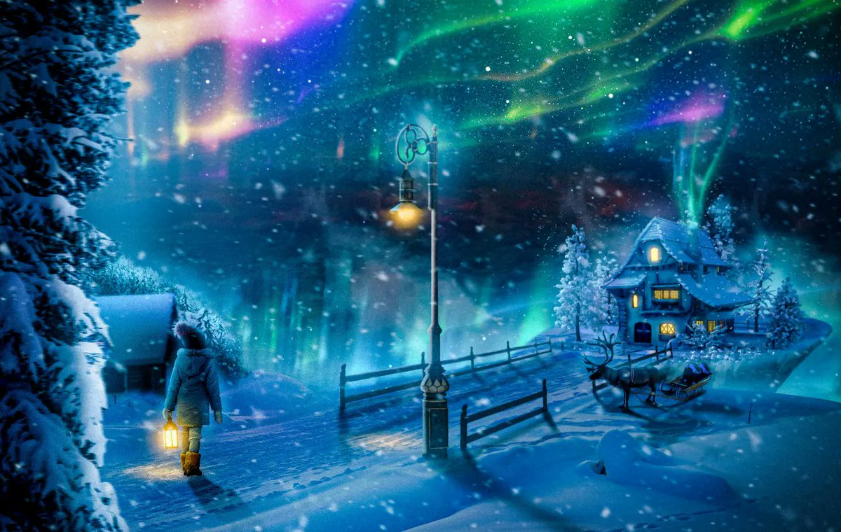 Aurora borealis and Santa's house are breathtaking 🌌❄️🎅🏼.

Santa's house, aurora borealis, girl gazing, festive colors - captures holiday wonder.
#NFT #NFTCommumity #nftcollector #NFTartist #ravencoinnft #Ravencoin #Ethereum #Bitcoin