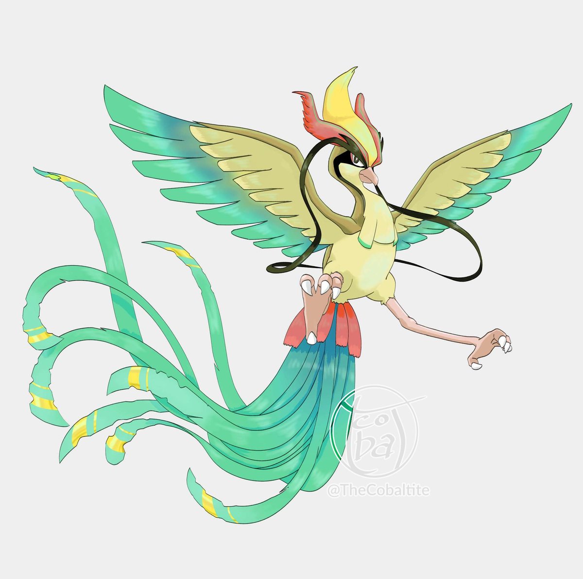 Thibault_Laure's tweet photo. #ToDfakemon
Petite idée de design que j'ai pris plaisir à mettre en forme ! :D

Je me suis inspirée du Bénou, Divinités égyptiennes qui a notamment amené le Phénix. Il m'a permis de sortir de la forme classique de Roucarnage tout en gardant l'idée pour proposer de l'originalité. https://t.co/rjfYrxmvHk