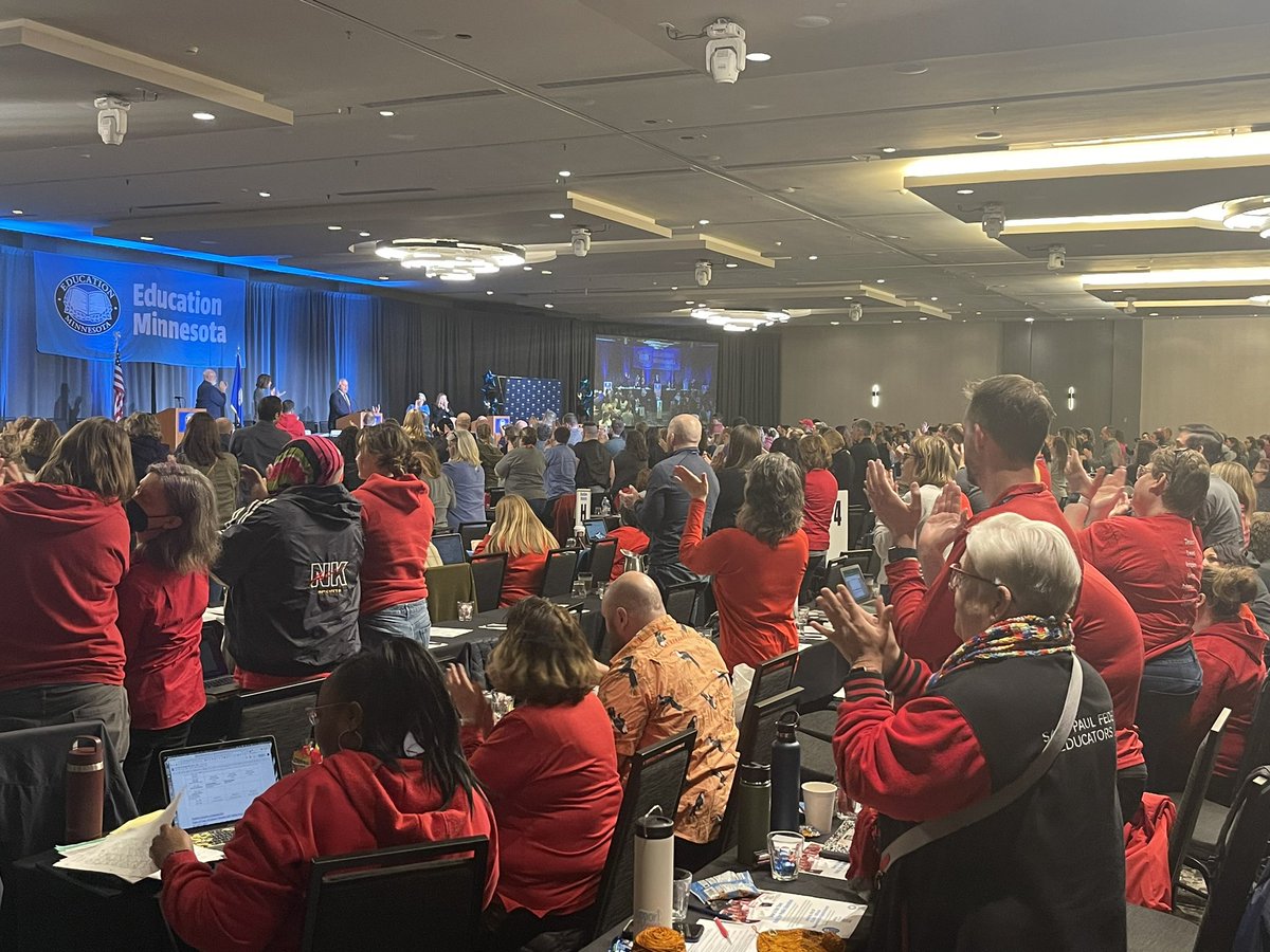 Standing ovation from many educators on “we’re going to get gun reform done to keep our children safe.” - <a href="/GovTimWalz/">Governor Tim Walz</a>  #edmnrc
