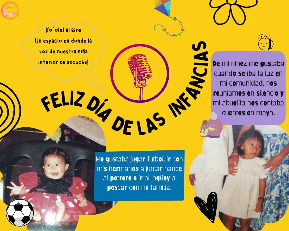 KoolelMuf's tweet photo. 🍃🌱¿Porqué es importante hablar sobre nuestra #infancia? 🤸🏾‍♀️💫🗨

En Ko'olel al aire platicamos sobre cómo vivimos la niñez, recordamos que disfrutábamos y cómo nos gustaría que las #niñas #indígenas y de comunidades pudieran vivir https://t.co/1moEJ3OEc2

Estamos al aire🎙 https://t.co/fQbG279J2y