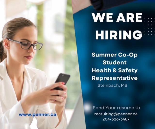 Summer Student Opportunity.
Send your resume to recruiting@penner.ca.
#Steinbach #SteinbachJobs #MBJobs