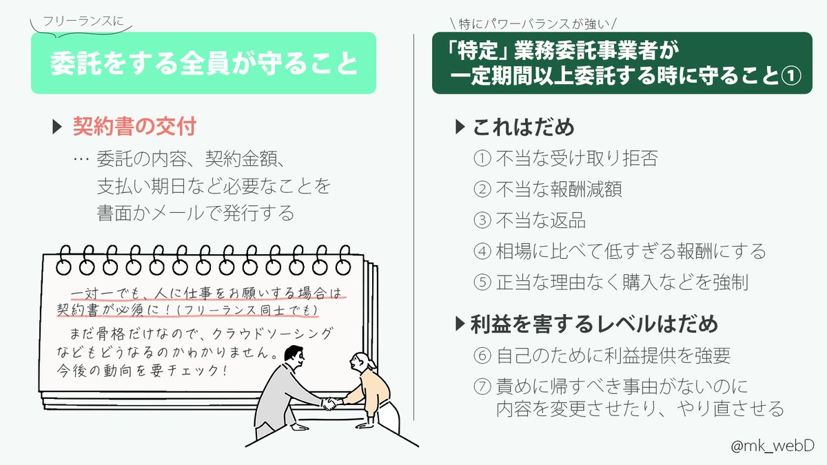 mk_webD's tweet photo. おととい可決された「フリーランス新法」について、元公務員が解説しました。 https://t.co/o3sEkNXcMc