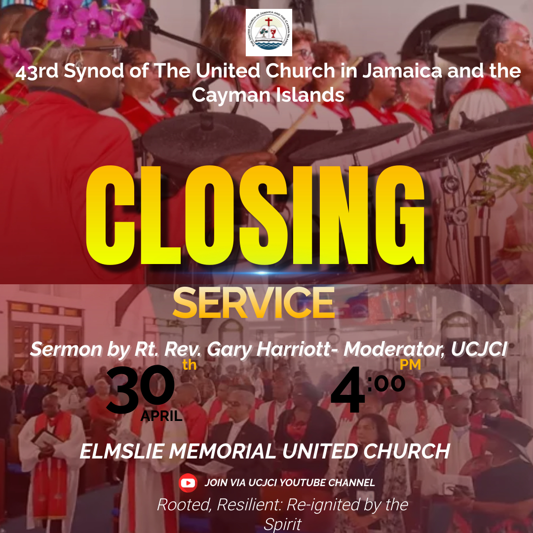 UCJCI's tweet photo. The Closing service of the 43rd Synod of the UCJCI takes place tomorrow, April 30, 2023, @ 4 pm at Elmslie Memorial United.

the preacher will be Rt. Rev. Gary Harriott, Moderator of UCJCI.

We close our Synod in Worship, Prayer, Thanksgiving and Praise as we depart to serve. https://t.co/yZPkxLi3N9