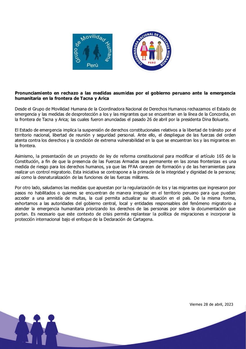 Movilidad Humana Perú tweet media