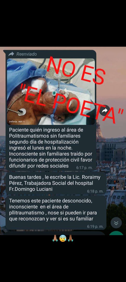 GMonges's tweet photo. @marifinarojasS @PCaracas2018 @PRENSACICPC @RALDAHIR @PresidencialVen @ViceSocialT_ve @lubrio Del Hospital Hospital Domingo Luciani se comunicaron conmigo. El Sr. NO es mi papá 🙏🏽 https://t.co/BPUYzwzehO