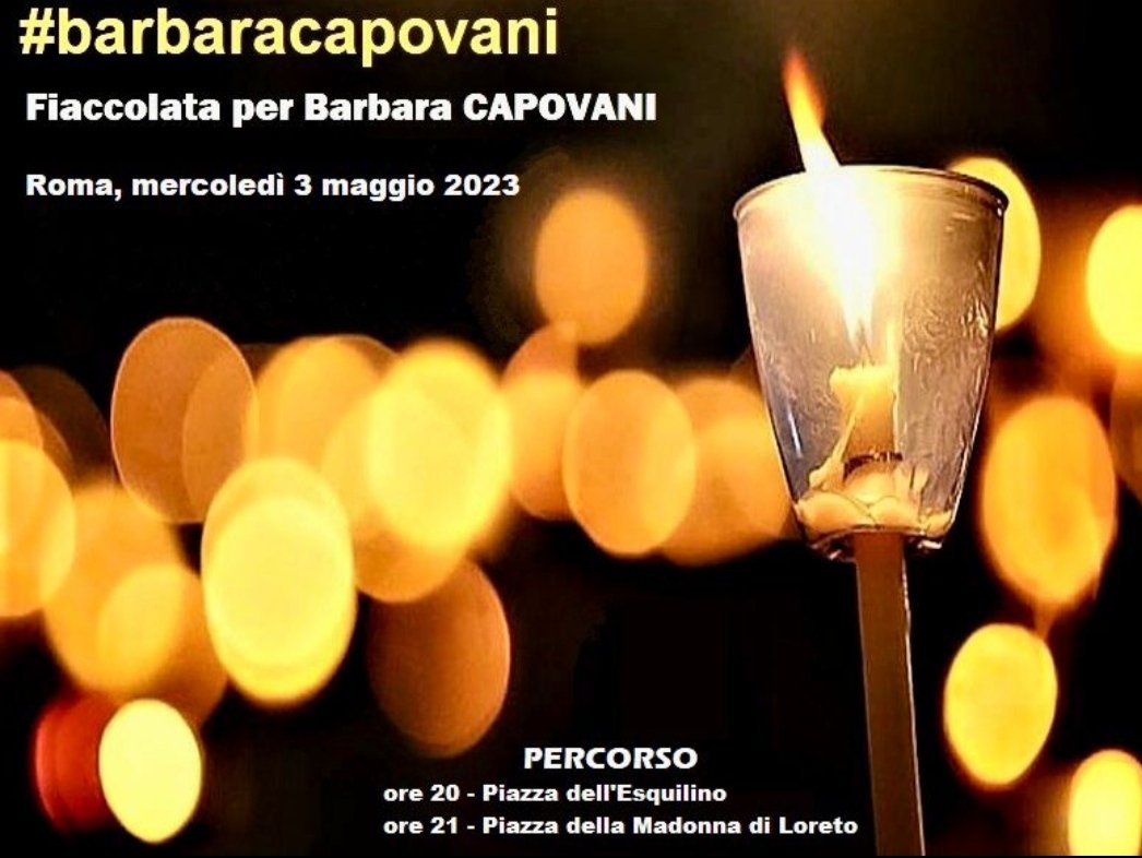 Massimo_Cozza's tweet image. Anche a Roma mercoledì 3 maggio fiaccolata per commemorare la psichiatra uccisa a Pisa #barbaracapovani