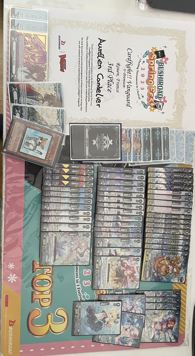 megaurel06's tweet photo. BSF France 2023 - Rouen
V-mium 10 joueurs
R1 : Altmile ✅
R2 : Kagero ❎
R3 : Silver Thorn ✅
R4 : Ange/Tirua ✅
TOP 4 : Ange/Tirua ❎
3rd/4th Place : Revenger ✅ (@TheAxalis)
GG @Madnissimo 1st place and @TheAxalis 4th place.
#BSF2023_FRANCE
#VPremium https://t.co/mMh0SMThn0