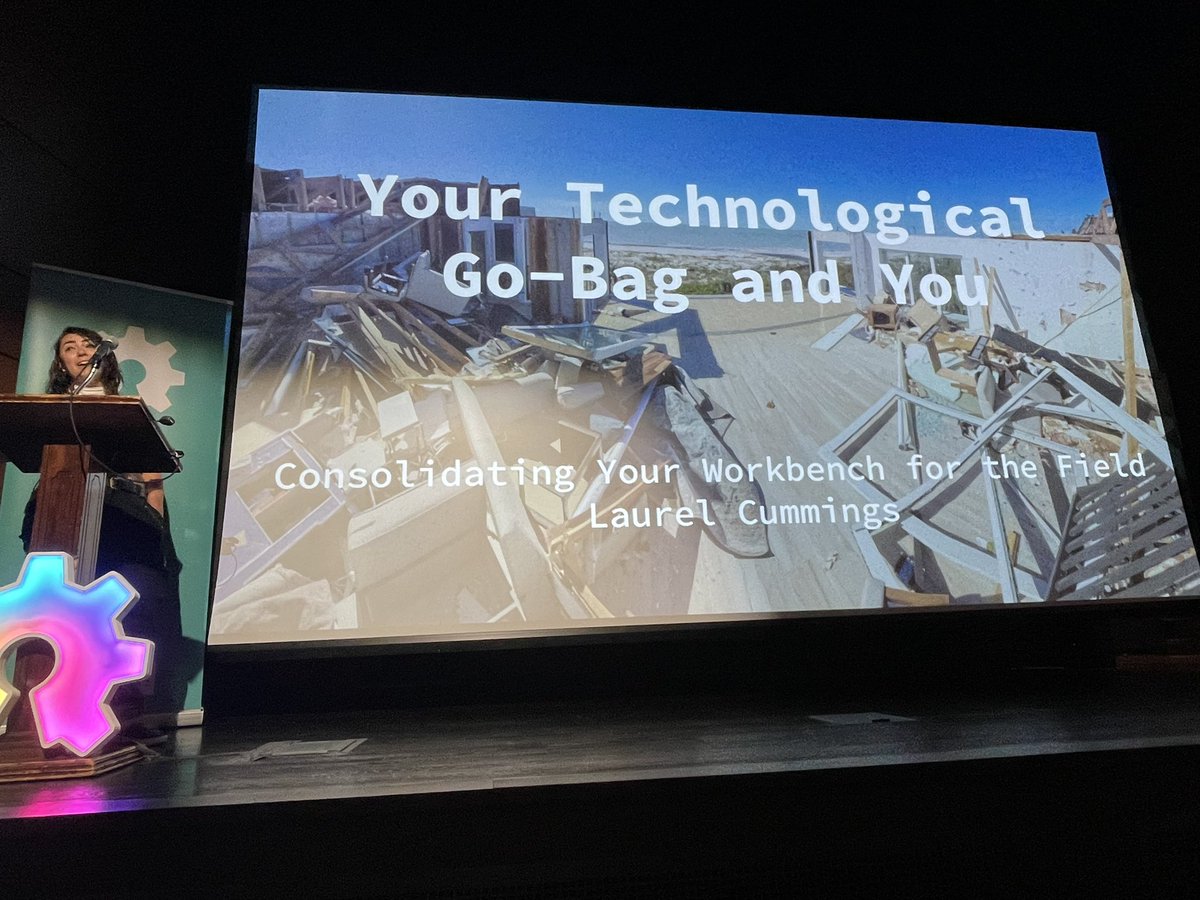 ramymik's tweet photo. Omg @justblamelaurel is having us collectively swipe for Tndr with field equipment for ‘Your Technological Go-Bag and You: Consolidating Your Workbench for the Field’ aka how not to take a laser cutter to a disaster ⚠️ #OpenHardwareSummit https://t.co/XWm3mIxSwK