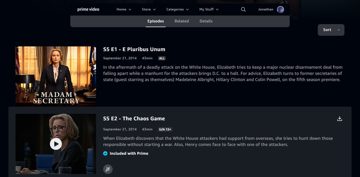 TheERDoctor's tweet photo. #Censorship
So I've been watching Madam Secretary on Amazon Prime. Found it interesting so far to see the "inner workings" of the state department.
For some strange reason Season 5 Episode 1 is "unavailable"
Just That one single episode while the entire series is otherwise ... https://t.co/QXR6ZzzJA5