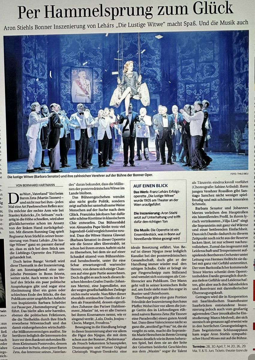 uteein's tweet photo. sehr gelungene Inszenierung „Der lustigen Witwe“ von Franz Lehár in der #OperBonn und auch Bernhard Hartmann schreibt im @gabonn eine positive Rezension - und uns und dem Publikum hat der Abend gefallen. sehenswert! https://t.co/O5VxfDQbnP