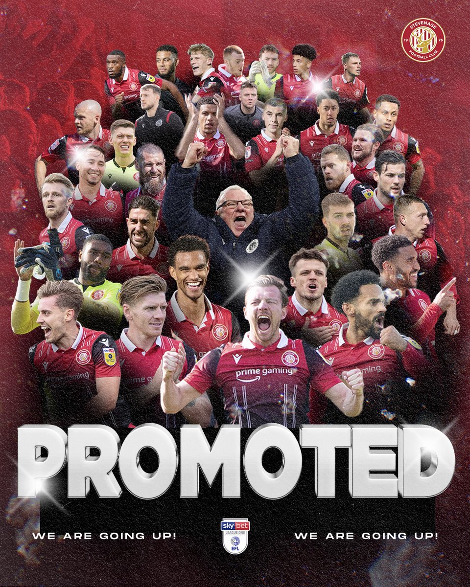 StevenageFC's tweet image. PROMOTED! 🤩

Sky Bet League One, we’re coming for you. 💯