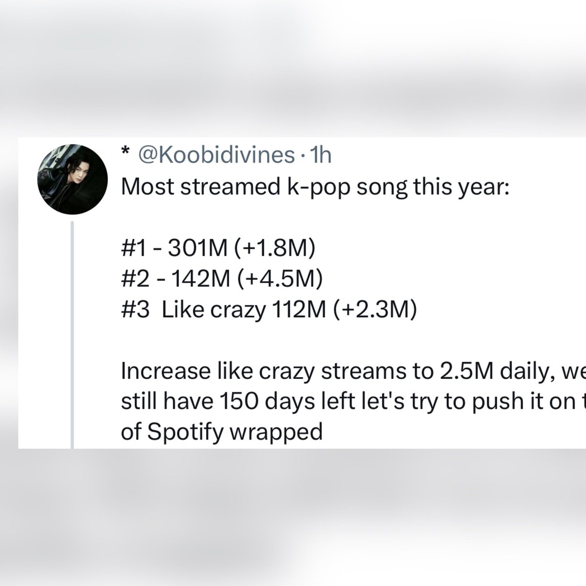 pjimndolly's tweet photo. ‼️‼️DEJAMOS DE HACER 2M PARA LIKE CRAZY, si seguimos así PERDEREMOS el récord de los chicos con la canción kpop más escuchada de este año, debemos hacer 2.5M diarios ARMY no dejen de hacer stream, de igual manera para D-Day NECESITAMOS aumentar ya !!! https://t.co/oIZEwQvzrH