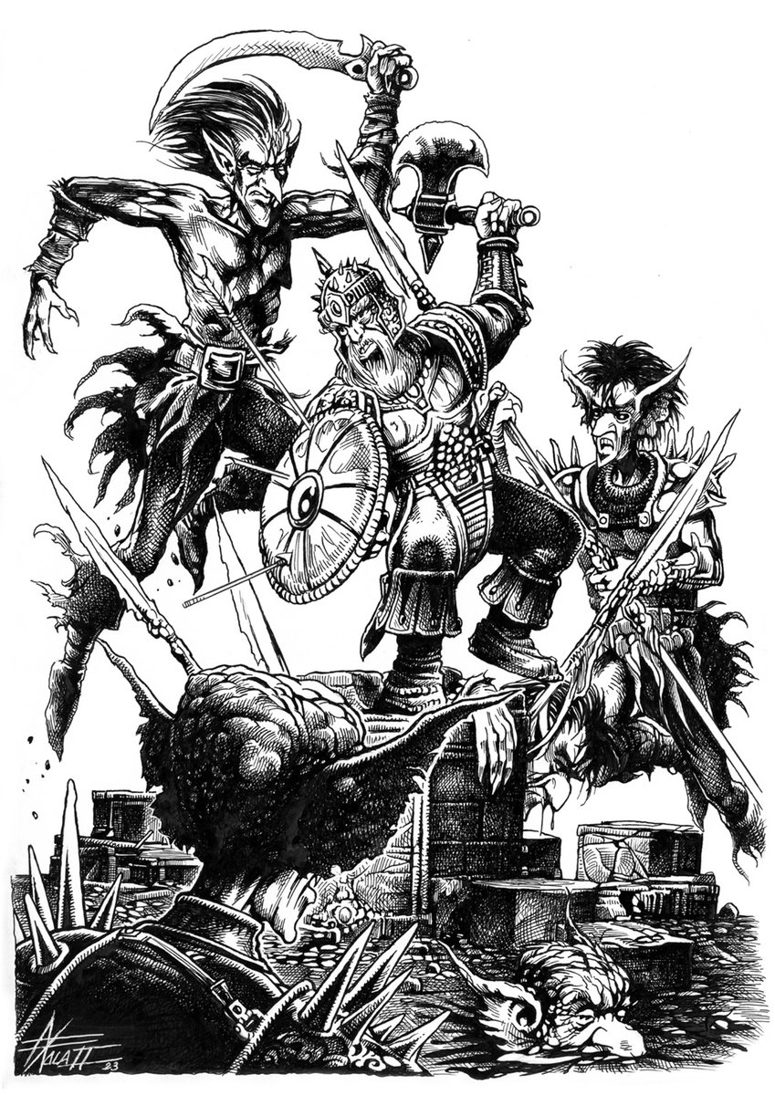 fxala2's tweet photo. THE CALL OF THE INK # 6: “Surrounded by Orcs”
#fantasy #swordandsorcery #orc #dwarf #FXala2
You can find high quality Art Prints and other goodies crafted with this illustration just by following this link: https://t.co/vcXEeAKV9L https://t.co/Yn2H3yAl5Q