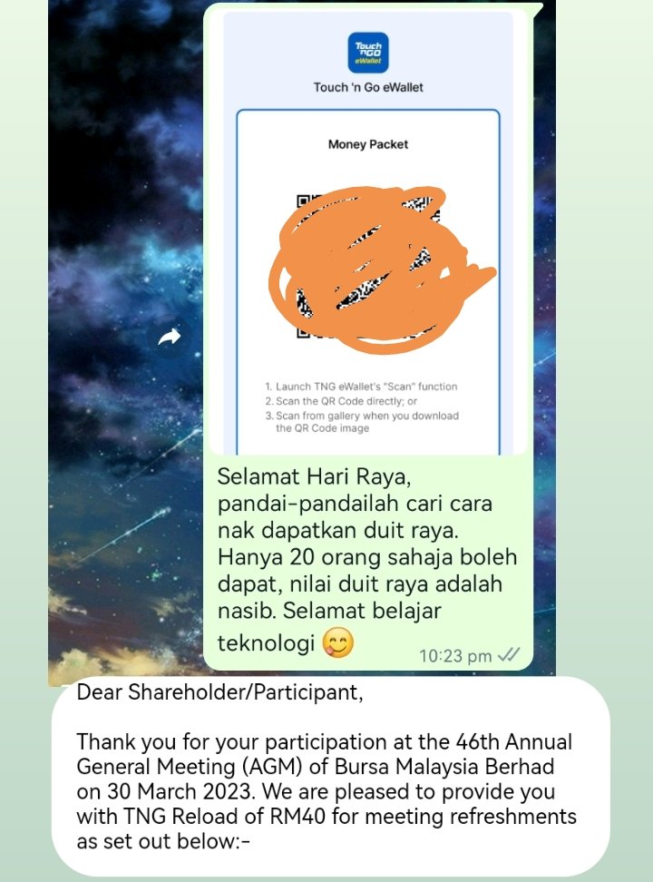 Afeeq_Zuura's tweet photo. Duit raya student2 saya harini ditaja sepenuhnya oleh AGM BURSA ๐๐ Terima Kasih. Wall Street, kau hadooo???
#bursa #investmenthack #klcimendonia https://t.co/HNozQ1Vj7R