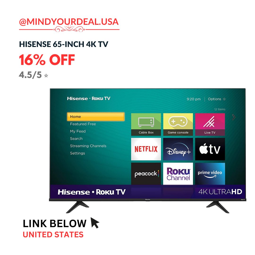 $399.99 (16% off) on Hisense 65-Inch Class R6 Series Dolby Vision HDR 4K UHD Roku Smart TV
Deal (affiliate)- amzn.to/3HopORP
#deal #sale #dsicount #tv #ledtv #4k #hdr #smarttv #lgtv #samsung #hisense #tcl #amazon #shopping #electronics #cinematv #bigscreentv #tech #gadget