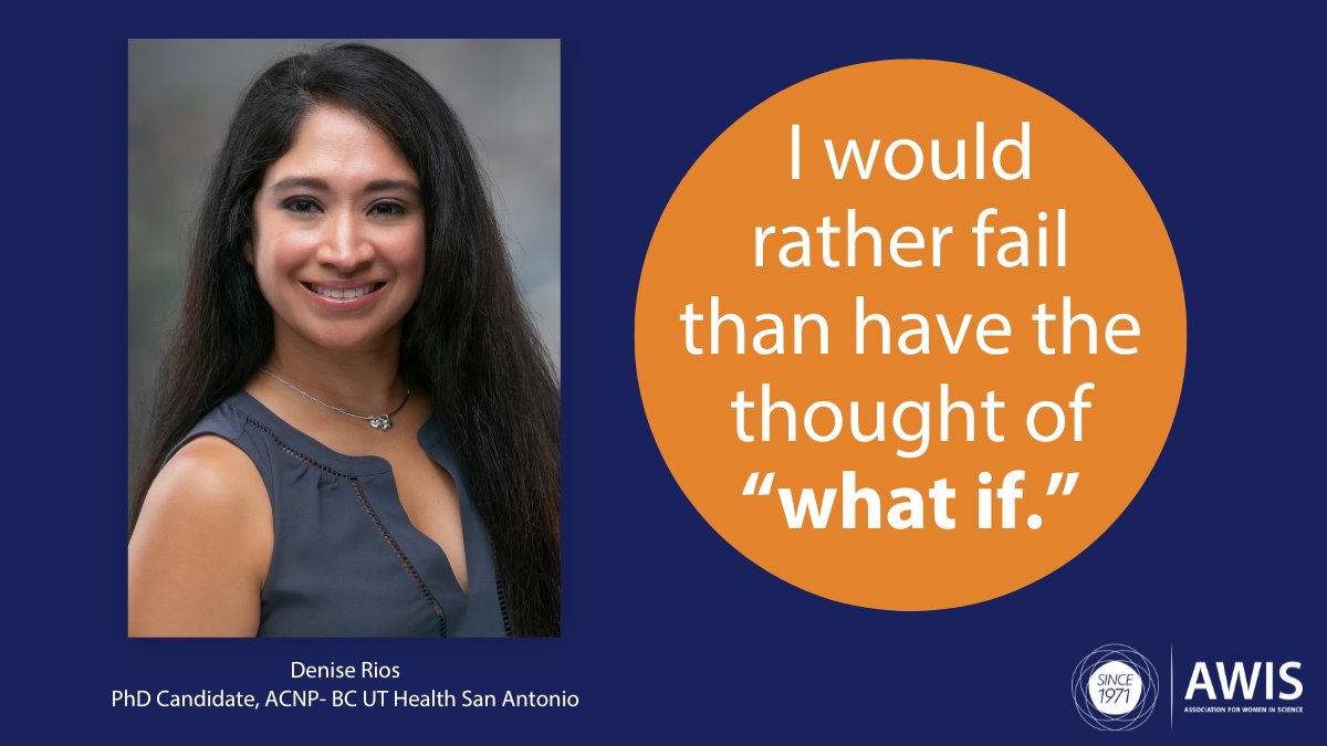AWISNational's tweet photo. AWIS member Denise Rios is an PhD candidate and Acute Care Nurse Practitioner. Her long term research objective is to understand symptom development in acute traumatic brain injuries. Read more: https://t.co/ruCKvxpjJH #WomenInScience https://t.co/jd1jqWQhuh