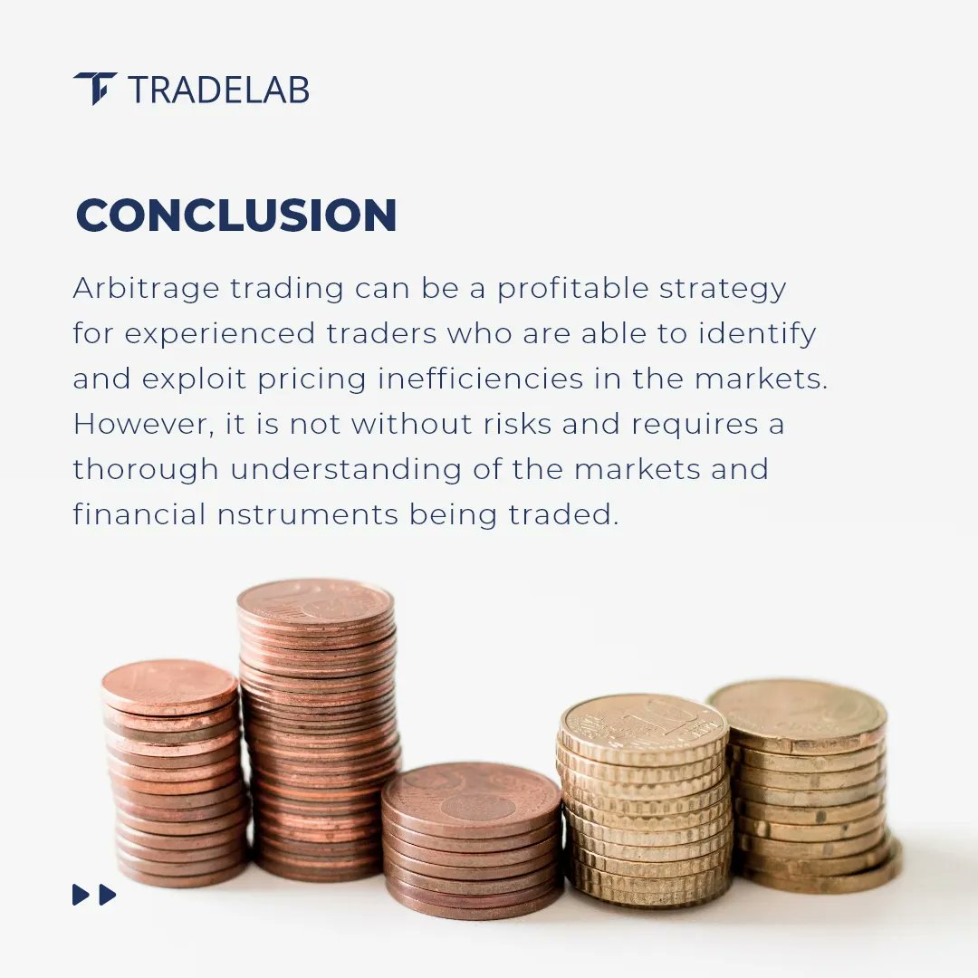 TradelabTech's tweet photo. (3/3): However, there are risks. The market can be unpredictable, and changes in prices can happen quickly, making it difficult to stay ahead of the game. Nonetheless, for those with the skills, arbitrage trading can be a profitable way to invest in the financial markets. https://t.co/CzrTqRwkZL