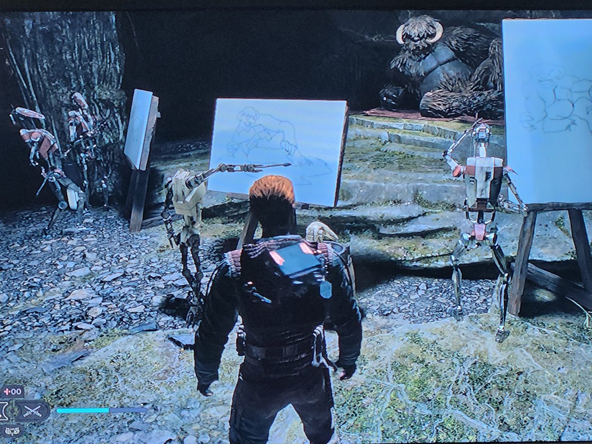 Bready2DieSoon's tweet photo. Of course when I take a break from streaming I actually do something where I stumble upon something funny and find an Easter egg in #JediSurvivor #StarWars #smallstreamer #TwitchStreamers https://t.co/ODpCqxjwqc