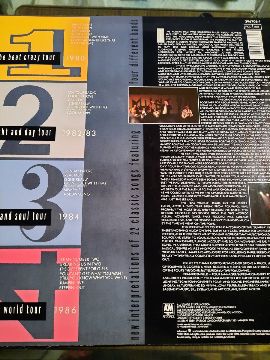 Joe Jackson, zowel op LP als Cd in mijn muziekverzameling. Dit is op vinyl