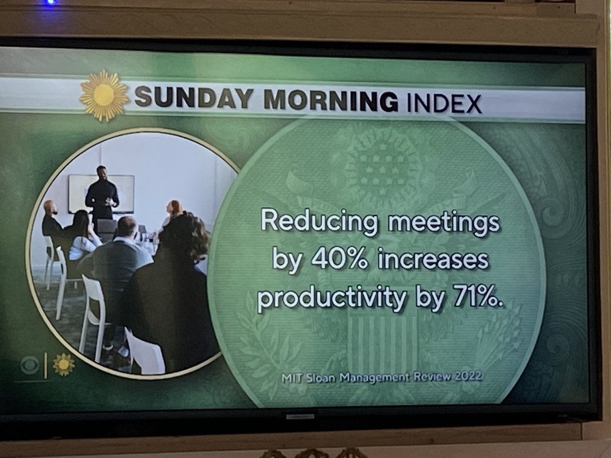 Think about what could get done if you D/C unnecessary meetings &amp; shorten meetings. Not only would your people be more productive, they would be healthier as they could get recovery breaks to be active. At ⁦<a href="/osunursing/">Ohio State Nursing</a>⁩, we don’t have meetings on Fridays &amp; Mondays til 11am.