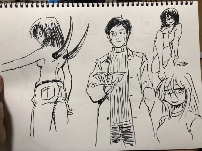 ビール飲みながら落書き 大体三白眼