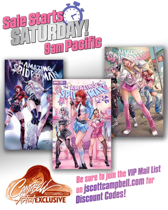  Available to order NOW!,  EXCLUSIVELY at jscottcampbell.com Link  3 ALL NEW covers for The Amazing #SpiderMan 25! MJ, Felicia & Gwen, are featured in 3 K-Pop inspired  Prep Pop, Glam Pop & Streetwear Pop!