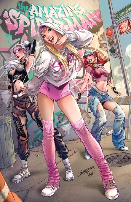  Available to order NOW!,  EXCLUSIVELY at jscottcampbell.com Link  3 ALL NEW covers for The Amazing #SpiderMan 25! MJ, Felicia & Gwen, are featured in 3 K-Pop inspired  Prep Pop, Glam Pop & Streetwear Pop!