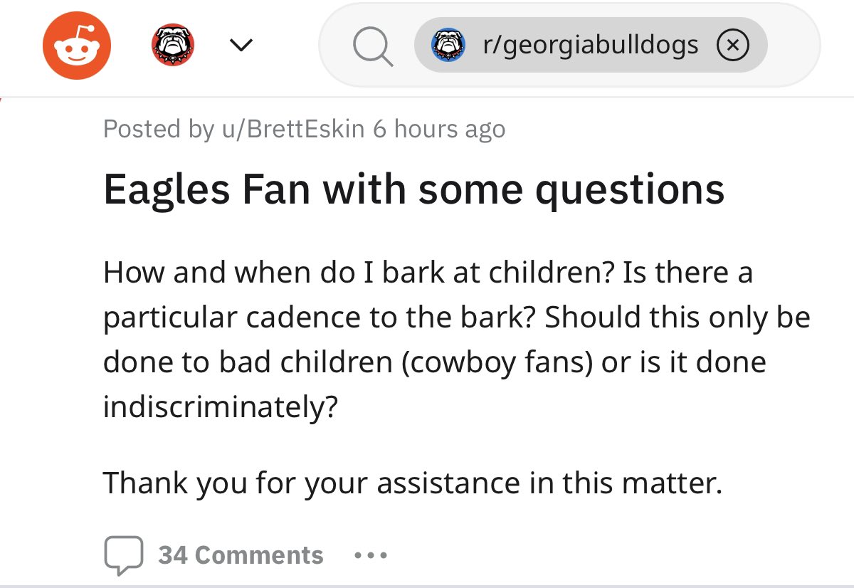 An Eagles fan does some research with their FBS affiliate, the Georgia Bulldogs. 🦅🐶