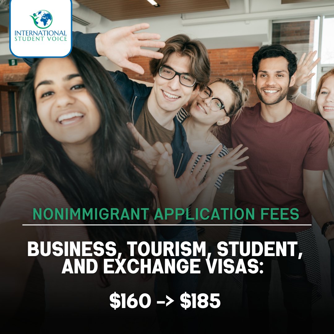 IntlStuVoice's tweet photo. Don't forget: 1 month from today, some nonimmigrant application fees are increasing. 

Fee changes go into effect May 30, 2023! Click to learn more:
https://t.co/W9vCIdAYjD
.
.
.
#internationalstudents #visas #F1 #nonimmigrant #Immigration https://t.co/Q3beodDsnx