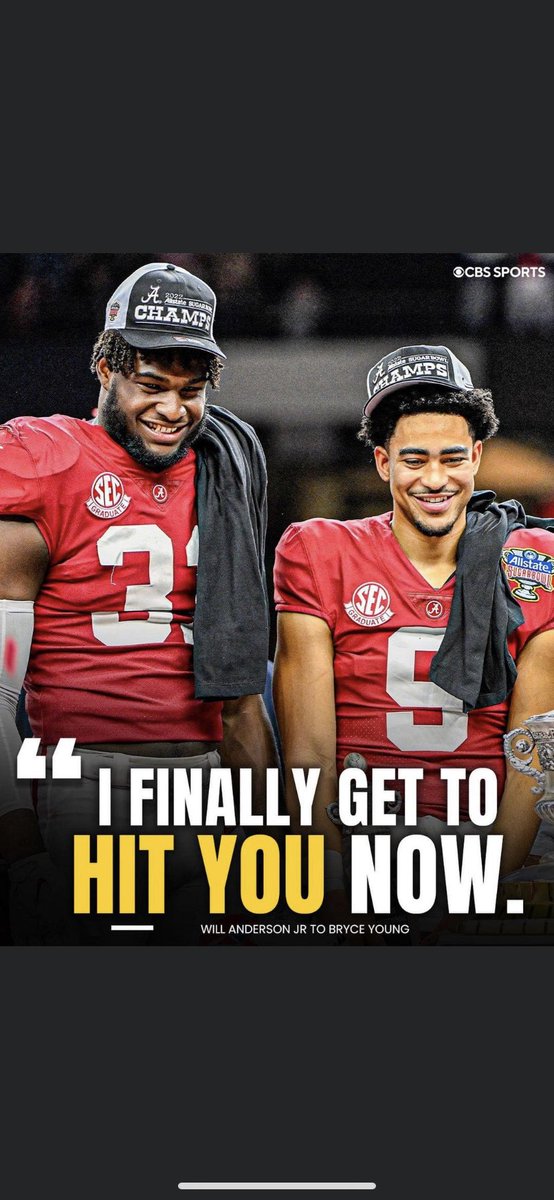 Really_Marcee's tweet photo. Super pumped to watch @_bryce_young in the NFL you’re going to kill it @will_anderson28 you’re going to be a beast especially with a noted defensive minded coach @DRyans59 Going to be fun 😜 @BuiltByBama #HoudiniMagic #OLBBeast #NFLDraft2023 https://t.co/lU1xDzSG3H
