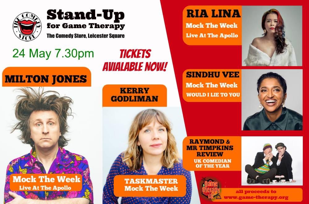 GameTherapyUK (@gametherapyuk) on Twitter photo Tickets selling now- all proceeds to our charity supporting people experiencing homelessness ❤️ With fab <a href="/themiltonjones/">Milton Jones</a> <a href="/KerryAGodliman/">Kerry Godliman</a> @sindhuvfunny @rialina_ <a href="/raymondtimpkins/">raymondtimpkins</a> <a href="/gary_colman/">gary colman</a> @SteveBestComic TICKETS monkeysbloodproductions.com/comedyclub Tickets selling now- all proceeds to our charity supporting people experiencing homelessness ❤️ With fab <a href="/themiltonjones/">Milton Jones</a> <a href="/KerryAGodliman/">Kerry Godliman</a> @sindhuvfunny @rialina_ <a href="/raymondtimpkins/">raymondtimpkins</a> <a href="/gary_colman/">gary colman</a> @SteveBestComic TICKETS monkeysbloodproductions.com/comedyclub