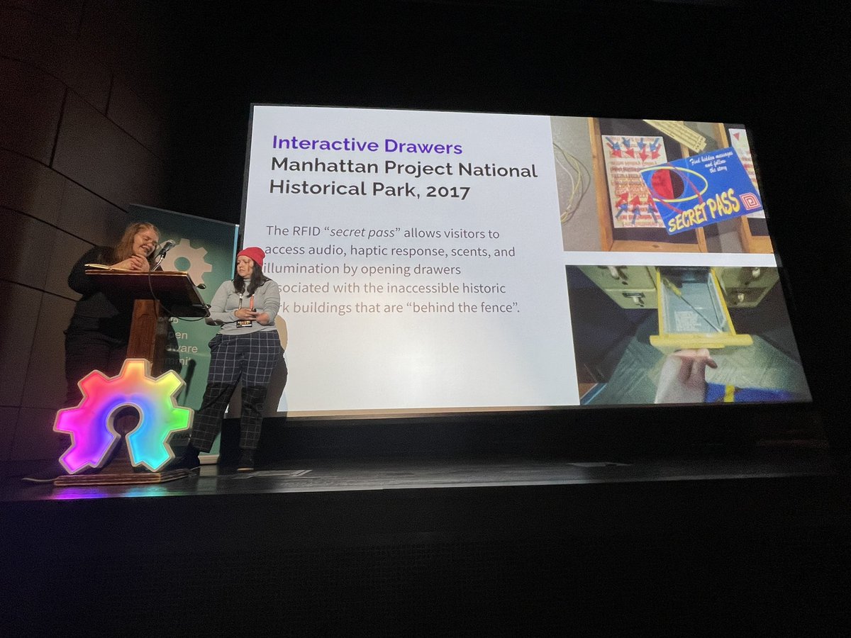 ramymik's tweet photo. Open source hardware for cultural institutions. Imagine a world where museums wouldn’t rely on proprietary hardware! Rianne & Becca are working on it. Super cool projects they’re presenting today including multi sensory experiences #OpenHardwareSummit #ohs2023 #OpenScience https://t.co/MKk8UR0tug