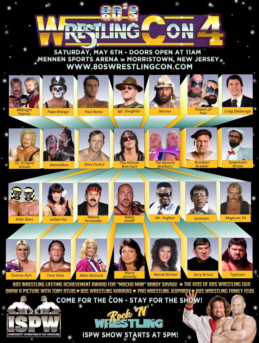 Come check out Wrestle Con this Saturday May 6th in Morristown, New Jersey For more info go to 80swrestlingcon.com