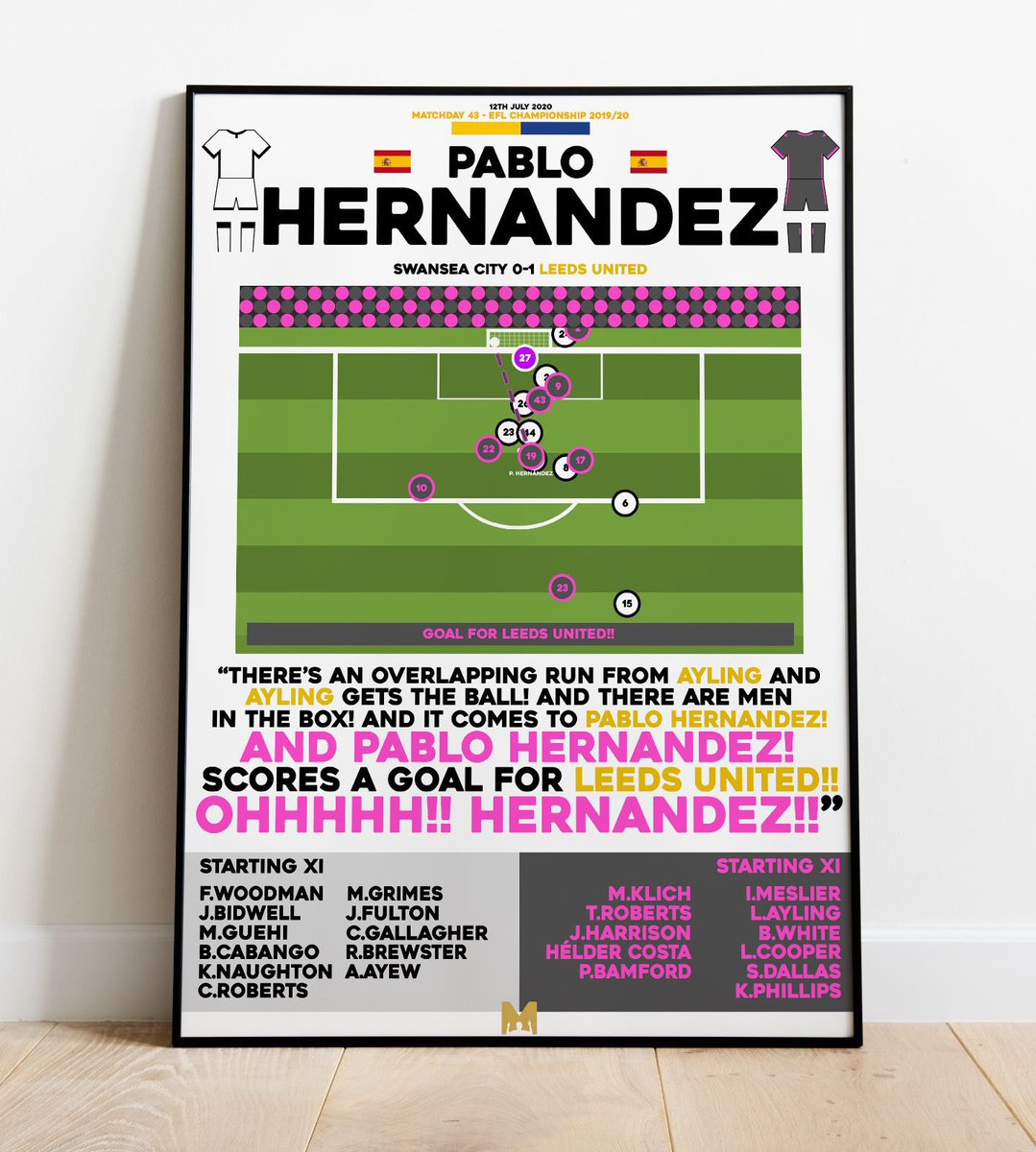 🚨FRAMED PRINT GIVEAWAY🚨

A moment to cheer up any Leeds Fan!, MezzalaDesigns.co.uk are kindly giving away an A3 Framed Print of Pablo Hernandez’s Iconic Goal v Swansea🇪🇸⚪️

To enter 👇

🔄 Retweet this tweet
🤝 Follow <a href="/WainmanJoe/">Just Joe🏆</a> &amp; <a href="/MezzalaDesigns/">𝗠𝗲𝘇𝘇𝗮𝗹𝗮</a>

#LUFC #MOT