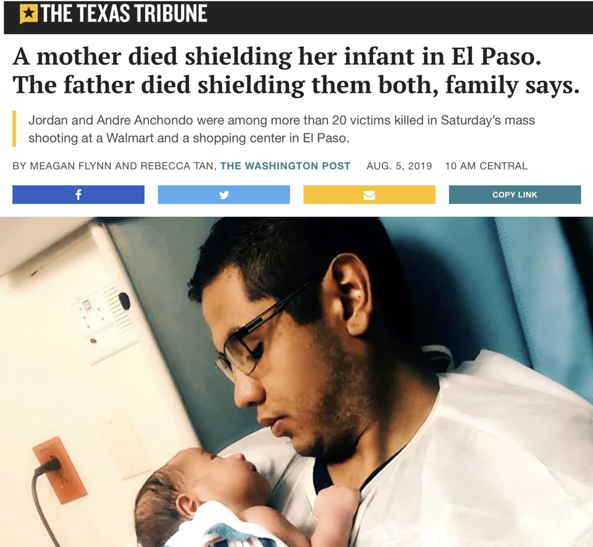cwebbonline's tweet photo. Dear @GovAbbott @tedcruz @JohnCornyn 

Imagine as a child, your own mother, bleeding out as she covers your body, dying on top of you while trying to shield you from a mass-shooter. Authorities have to pull you out beneath her lifeless body. 

A reality that must be considered for children today because it just happened and it’s happened before due to your policies.