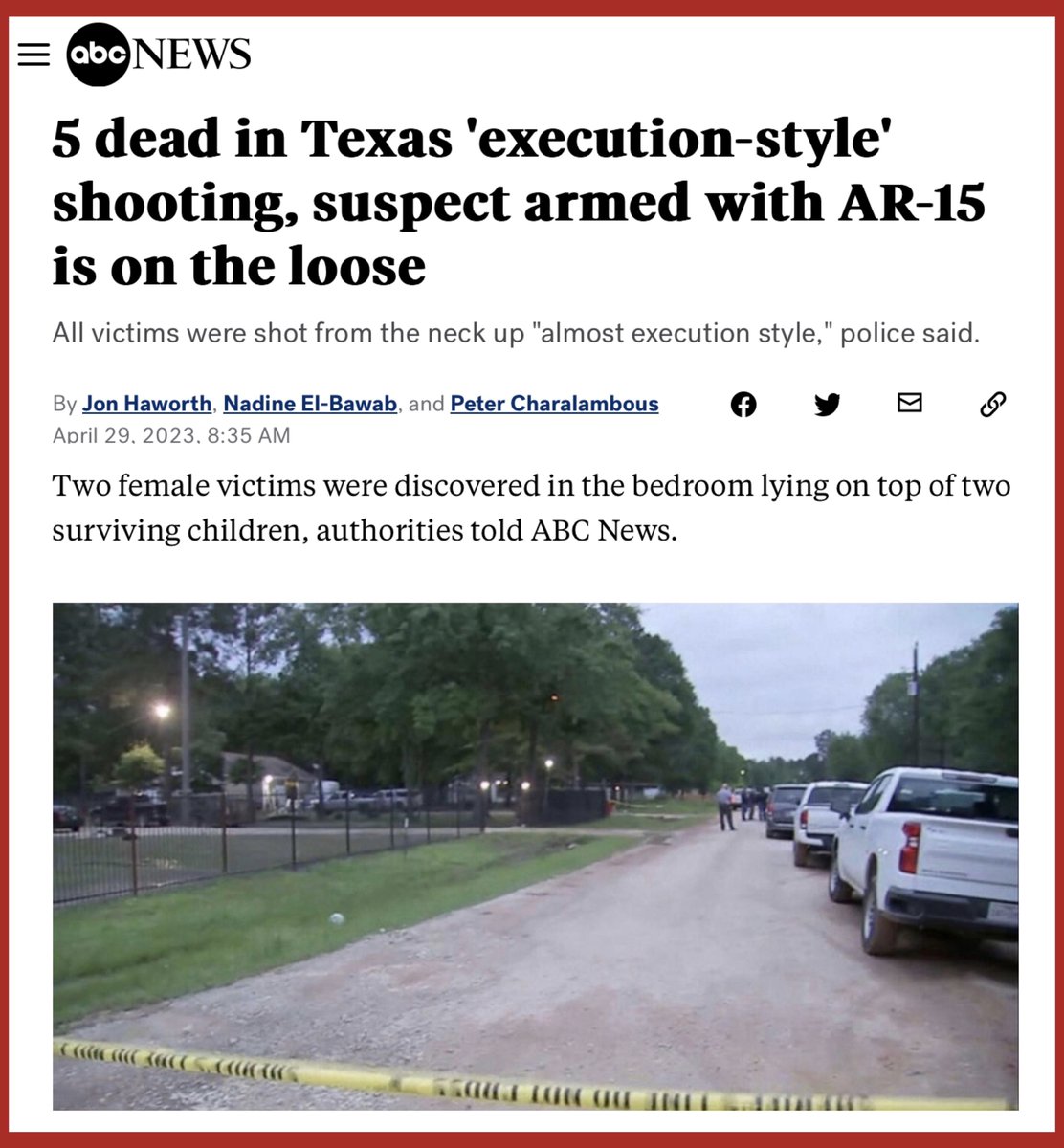 cwebbonline's tweet photo. Dear @GovAbbott @tedcruz @JohnCornyn 

Imagine as a child, your own mother, bleeding out as she covers your body, dying on top of you while trying to shield you from a mass-shooter. Authorities have to pull you out beneath her lifeless body. 

A reality that must be considered for children today because it just happened and it’s happened before due to your policies.