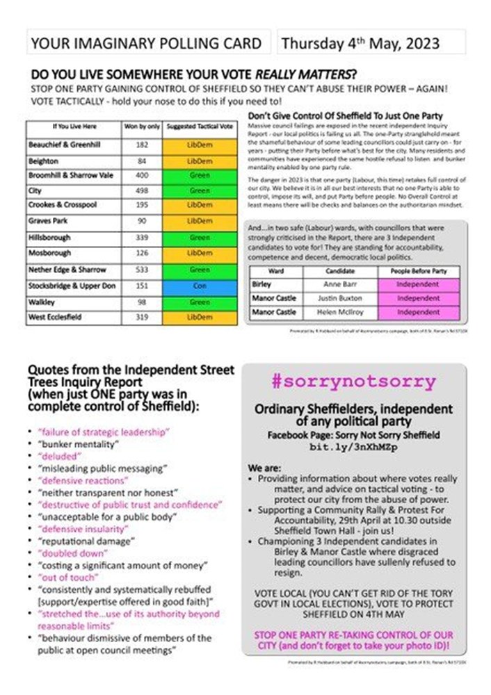 Vote tactically to break the tired old failed Labour Stranglehold in Sheffield @ItsOurCity1 @AnneBarr2015 @AnnEtte82016400 @wolln @DillnerDave @LouiseCOMS