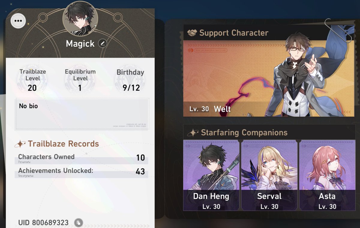 Anyone playing HSR? Add me :) Asia server