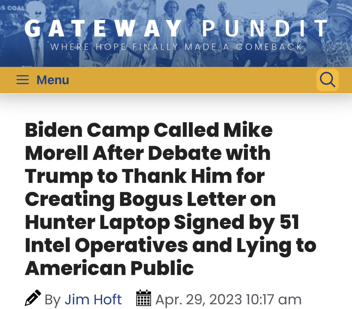 canncon's tweet photo. Say it with me now:  “election. interference.”

Pollsters claim 17% of Biden voters would not have voted for him if they knew the Hunter laptop was in fact real. 

It’s very much real and they knew that.  But Biden used now-SoS Antony Blinken to rally this former intelligence official to rally his compadres and make yet another fake assertion to manipulate our elections. 

And they call us “misinformation”

Just another case of whenever the Deep State accuses the AmFirst crowd of something, its because they did it themselves. 

Enjoy the show folks.  It’s all unraveling.