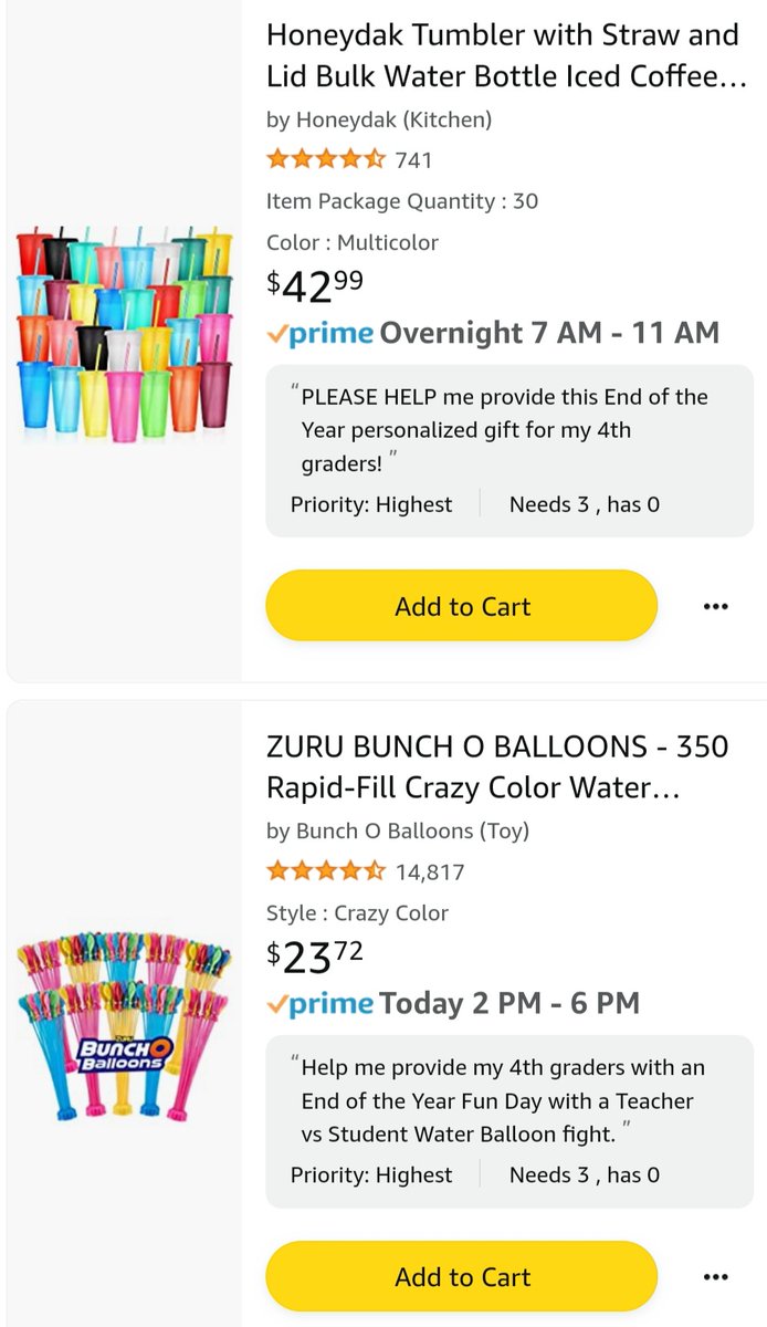 MissVegaRamirez's tweet photo. Another @UILHoustonISD Saturday! While I wait for our final contest of the day, I am sharing my list asking for 2 items in need to make the END of the SCHOOL YEAR FUN! A Student vs Teachr water balloon fight and personalized tumblers for my 4th graders! 📝 https://t.co/ZprryaqoLJ https://t.co/i2H6Tu0Qys