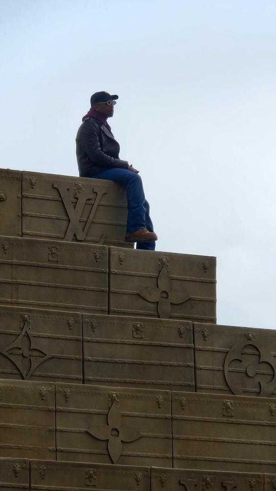 Pharrell Williams sits atop the Louis Vuitton pyramid early Saturday morning at Something in the Water. (Photos courtesy Jon Brashears) pilotonline.com/entertainment/…