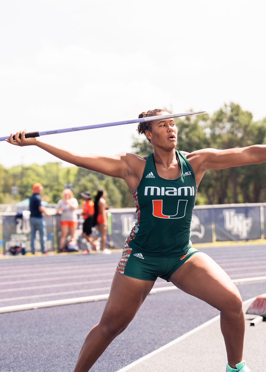 CanesTrack's tweet photo. Erikka Hill earns second place in the women’s javelin with 45.26m, which came on her final throw. 

This is also a season best for Hill 🥈👏🔥 https://t.co/agxppcm62Z