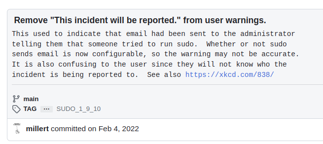 nixcraft's tweet photo. Remove "This incident will be reported." from user warnings from "sudo". https://t.co/UeKue0e4rI What do you think? #Linux #Unix #macOS #FreeBSD https://t.co/EssONIQMTe
