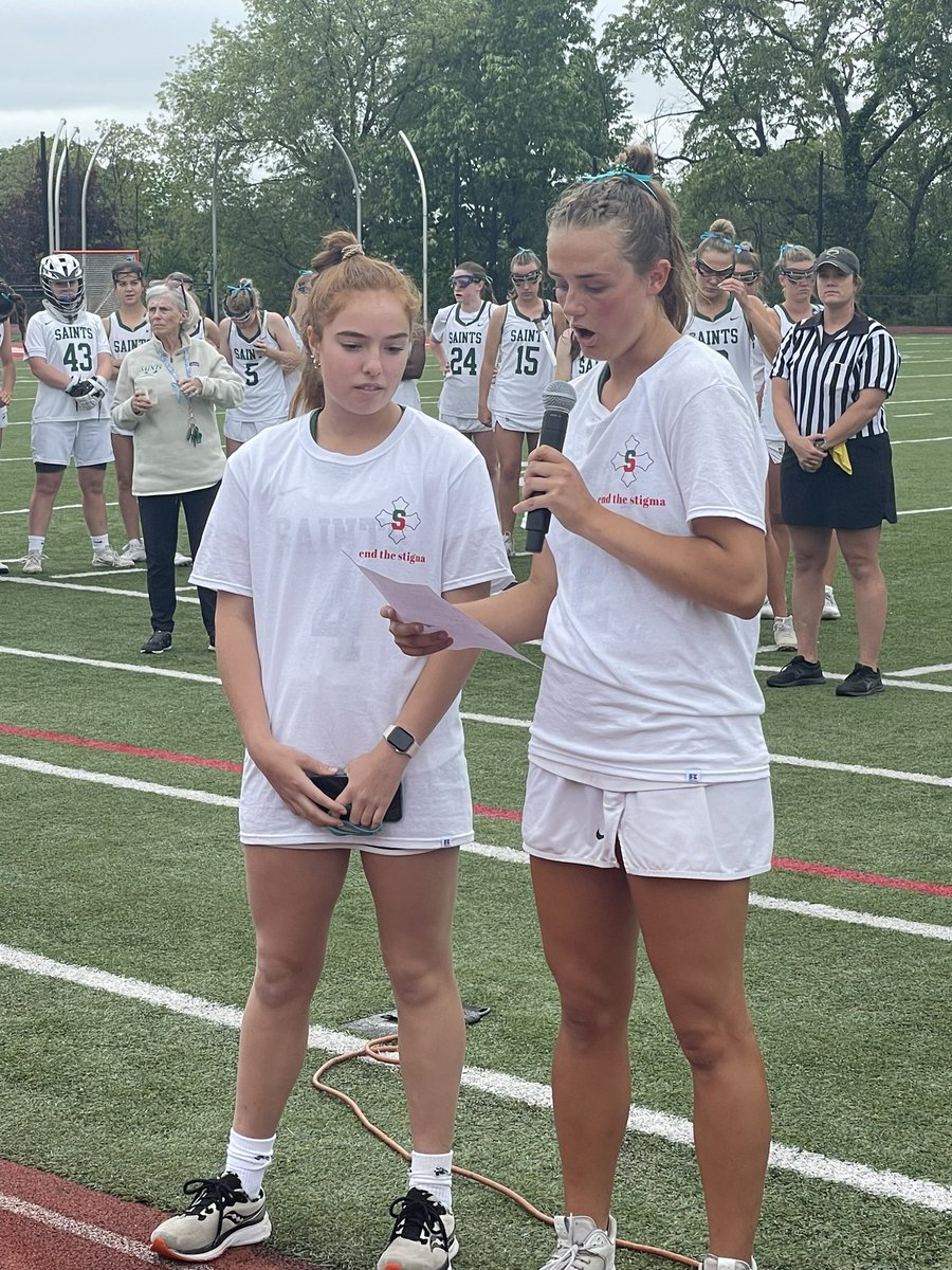 SSSAS_Athletics's tweet photo. We are proud to support and bring awareness to Morgan’s Message at today’s Girl’s lacrosse games. Morgan’s Message is an organization that seeks to end the stigma around mental health in the student-athlete community. #onesaint #endthestigma @morgansmessage https://t.co/DwIzcjs4DV