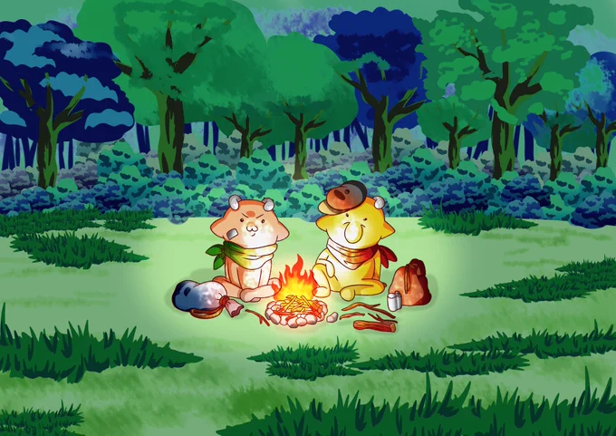 また背景の練習。 夜と昼
