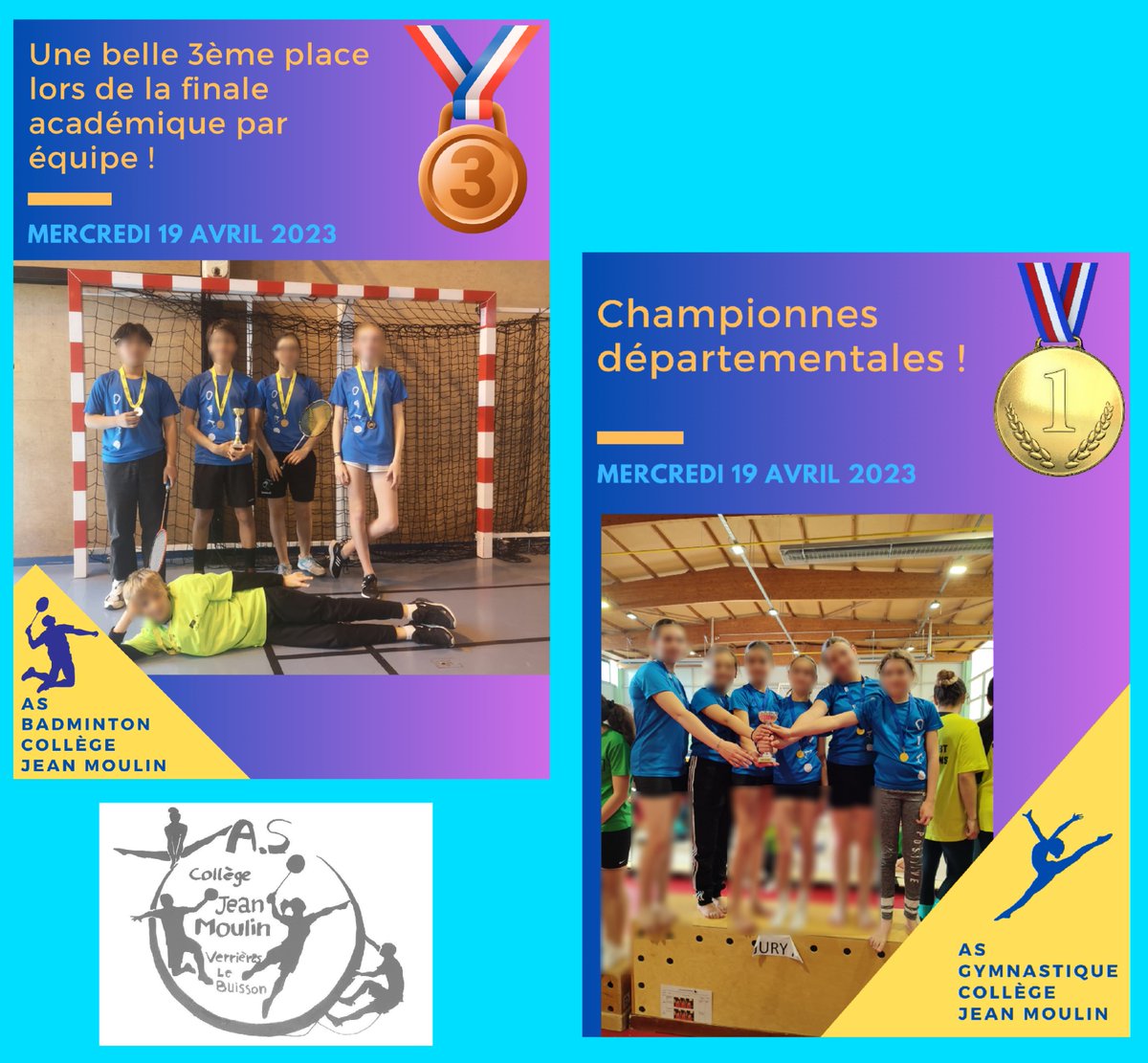 clgJeanMoulin91's tweet photo. 🥉🏸🥇🤸‍♀️#EPS #UNSS #generation2024
Les nouvelles de l'AS du @clgJeanMoulin91 ⬇️
👏élèves 👏Mme Pradeau 👏 @RoyStev01 
@acversailles @unss @unss91 @Ville_Verrieres @CarolineMarx77 @FranckGOUSSET https://t.co/NZomxamG9K