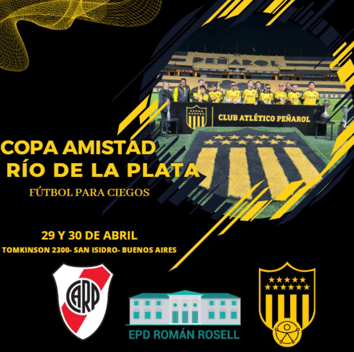 Copa Amistad Río de la Plata

Peñarol- River Plate - Román Rosell
🗓️ 28 y 29 de abril
📍Tomkinson 2300 San Isidro- Buenos Aires

Partidos con transmisión en vivo!!