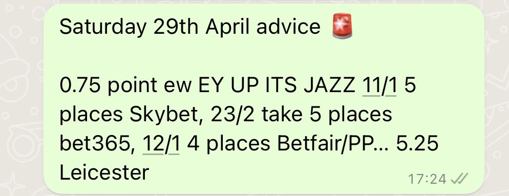 TAKracingadvice's tweet photo. KABOOOOOOOOOOOM 💥💥💥

EY UP ITS JAZZ advised 12/1 makes its 3 double figure priced winners in the last 3 days 💰💰💰

#5years #TAKRACINGADVICE https://t.co/smllIWla3C