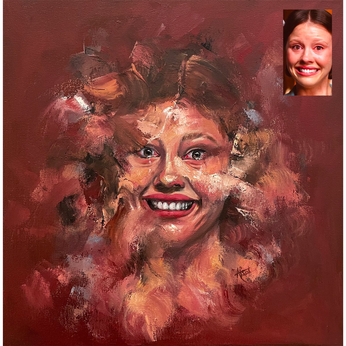 “Dealing with Crisis” Original Oil Painting on Canvas, April 2023🎨

Instagram: instagram.com/afsart_gallery/

#originalartwork #oilpainting #portraitpainting #impressionistart #figurativeart #emotionalart #crisisart #mentalhealthart #expressiveart #redbackground #texturepainting